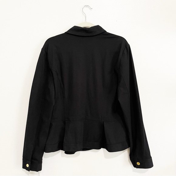 New INC Peplum Pleated Button Down Jacket Blazer Black Gold Button Women’s Sz XL - Picture 4 of 10